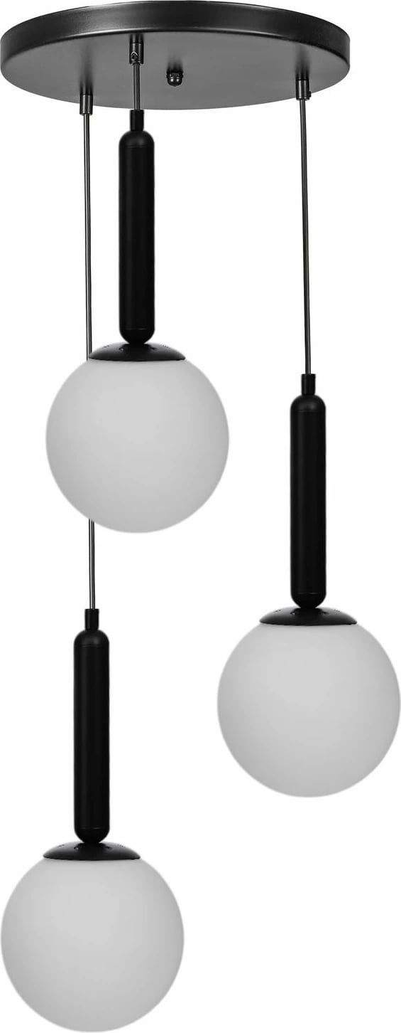 Llambë tavani Opviq, 9057-3, metal dhe xham, e bardhë dhe e zezë