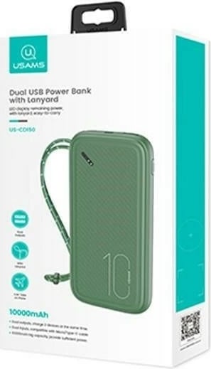 Powerbank USAMS PB56, 10000mAh, 2xUSB, Gjelbër