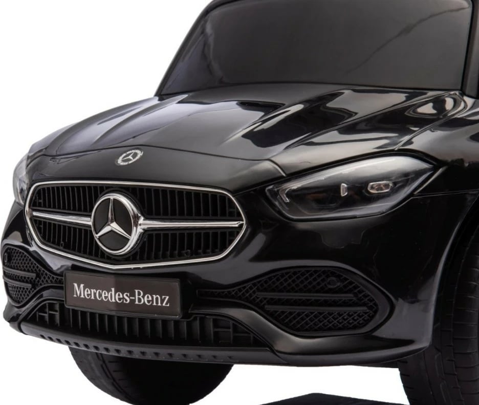 makinë ride-on Milly Mally Mercedes C-Class 6107, 4 rrota, me dorezë shtytëse, me tinguj (AAA), e zezë