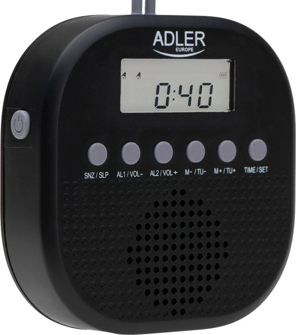 Radio FM Adler AD1912, rezistente ndaj ujit, e zezë