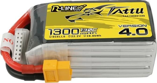 Bateri LiPo Tattu R-Line 4.0, 1300mAh, 22.2V, 130C, 6S1P, XT60