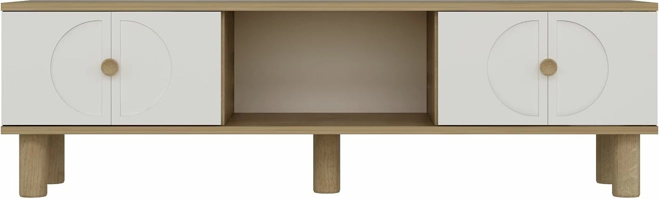 Komodë TV Skye Decor, ngjyrë lisi Sapphire, e bardhë