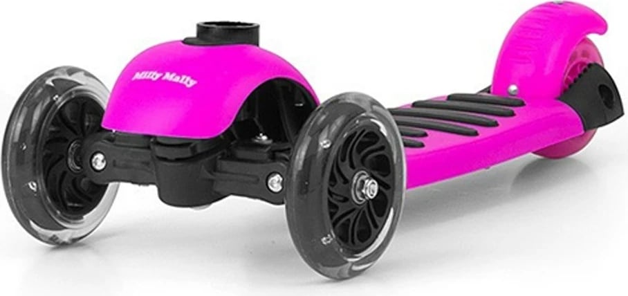Trotinetë fëmijësh 3‑në‑1, Milly Mally Little Star, me ulëse, dorezë prindi, rrota LED, deri 50 kg, rozë‑kaltër