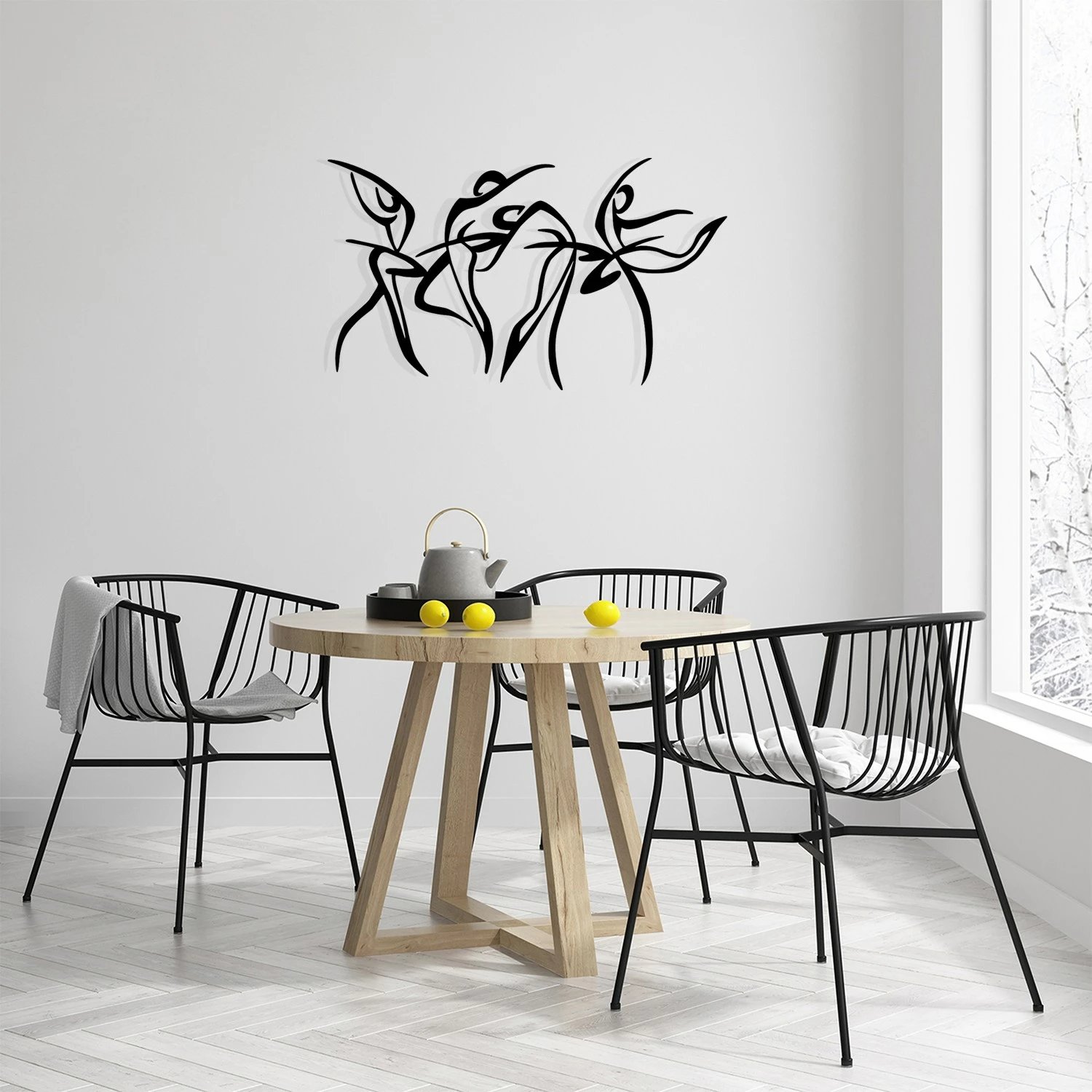 Aksesor dekorativ metalik për mur, Wallity Felicita S, ngjyrë e zezë, 66x38cm