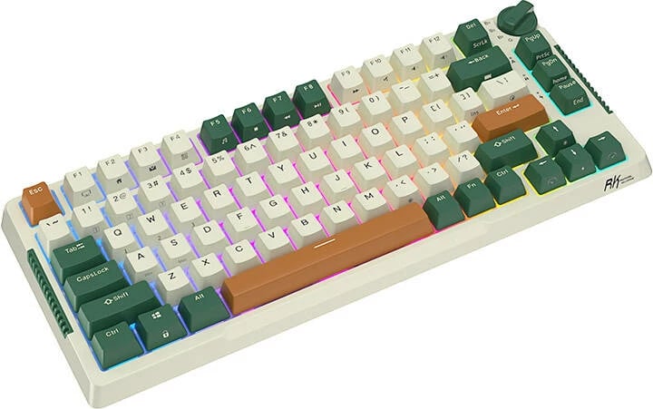 Tastierë mekanike wireless Royal Kludge RKH81, RGB, Sky cyan switch, e bardhë/gjelbër
