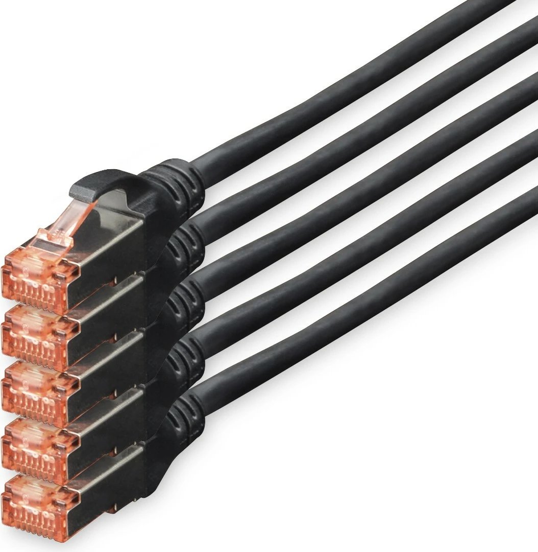 Kabllo rrjeti Digitus Cat6, 10m, 5 copë, RJ-45, e zezë