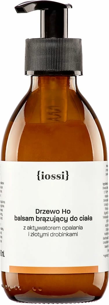 Balsam trupi për nxirje për femra Iossi Drzewo Ho Brown Tanning Body Balm me aktivizues nxirjeje dhe grimca të arta, 190ml