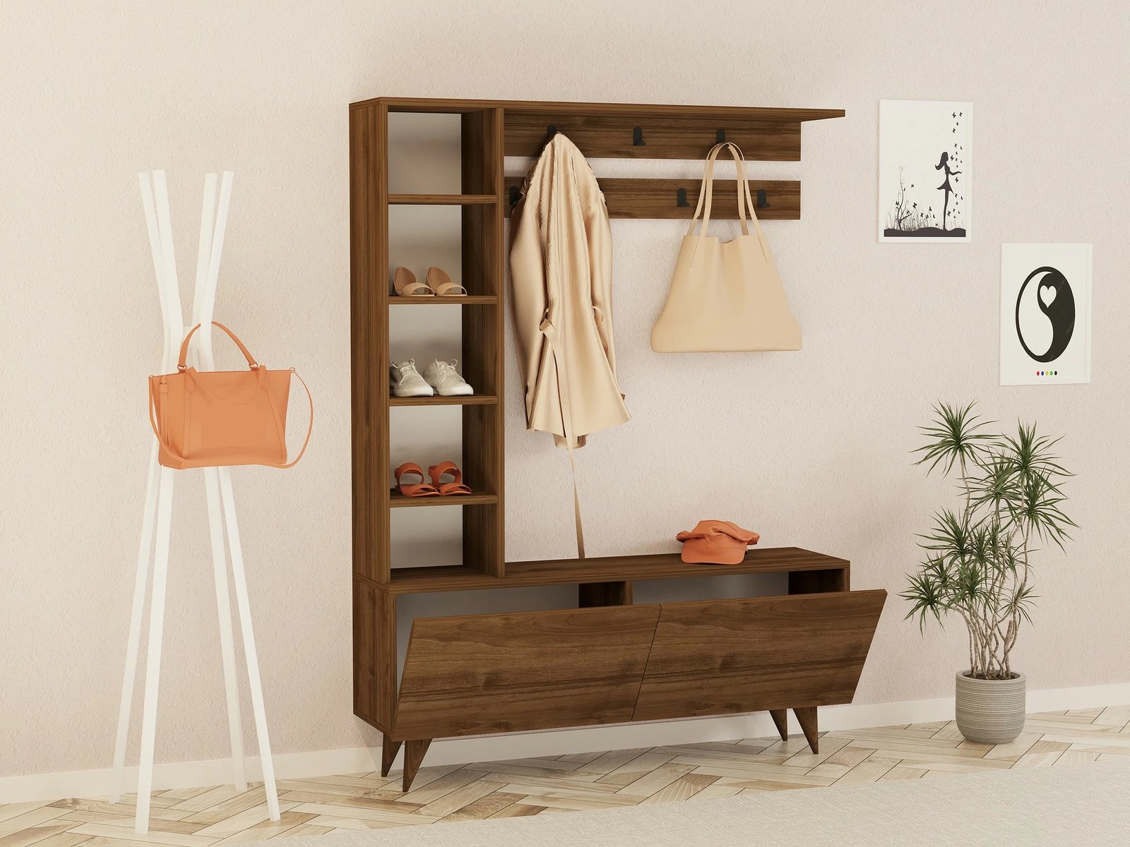 Stendë korridori Skye Decor, ngjyrë arre, Hale