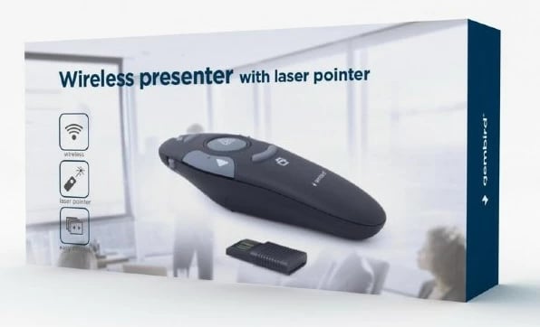 Telekomandë wireless për prezantime Gembird WP-L-11, me USB receiver, e zezë