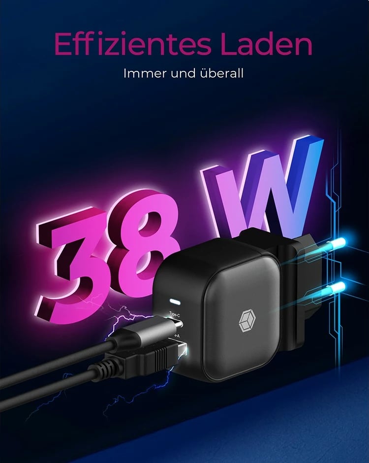 Karikues muri ICY BOX IB-PS106-PD, 2 porta, USB Power Delivery, 38W, i zi