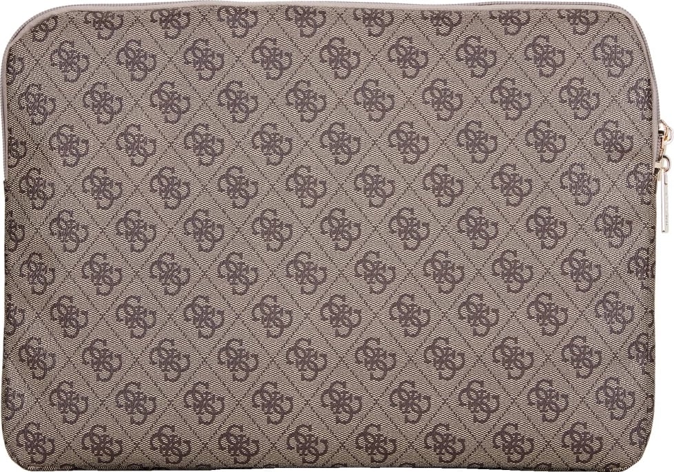 Mbështjellës laptop Guess 4G Zipper Pocket Triangle Logo, 14", Kafe