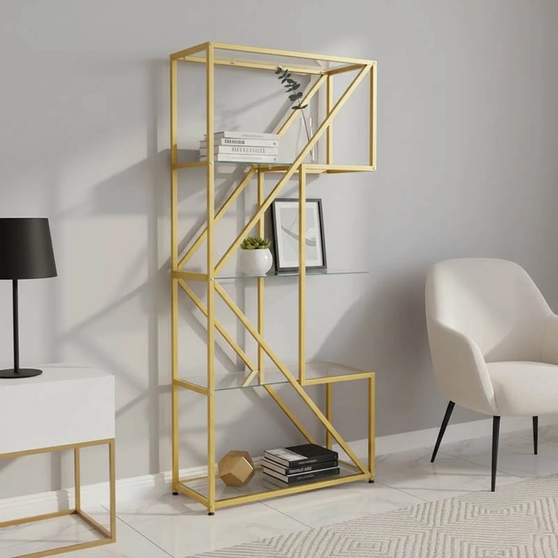 Raft Aylan, xham e metal, ngjyrë ari, 100x30x200cm