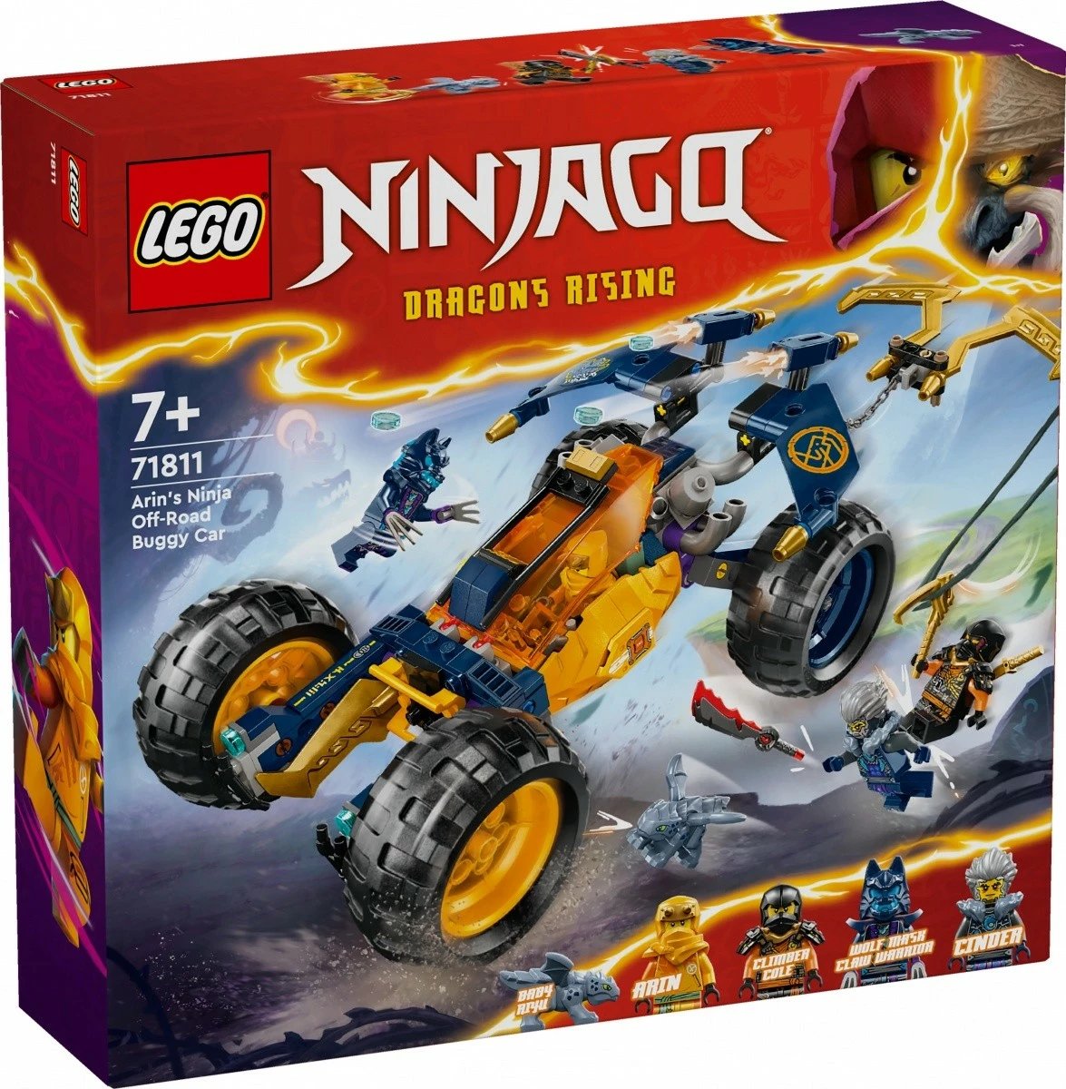 Set LEGO Ninjago Off-Road Vehicle of Ninja Arin 71811, 267 pjesë, me minifigura dhe dragua, për fëmijë, Verdhë