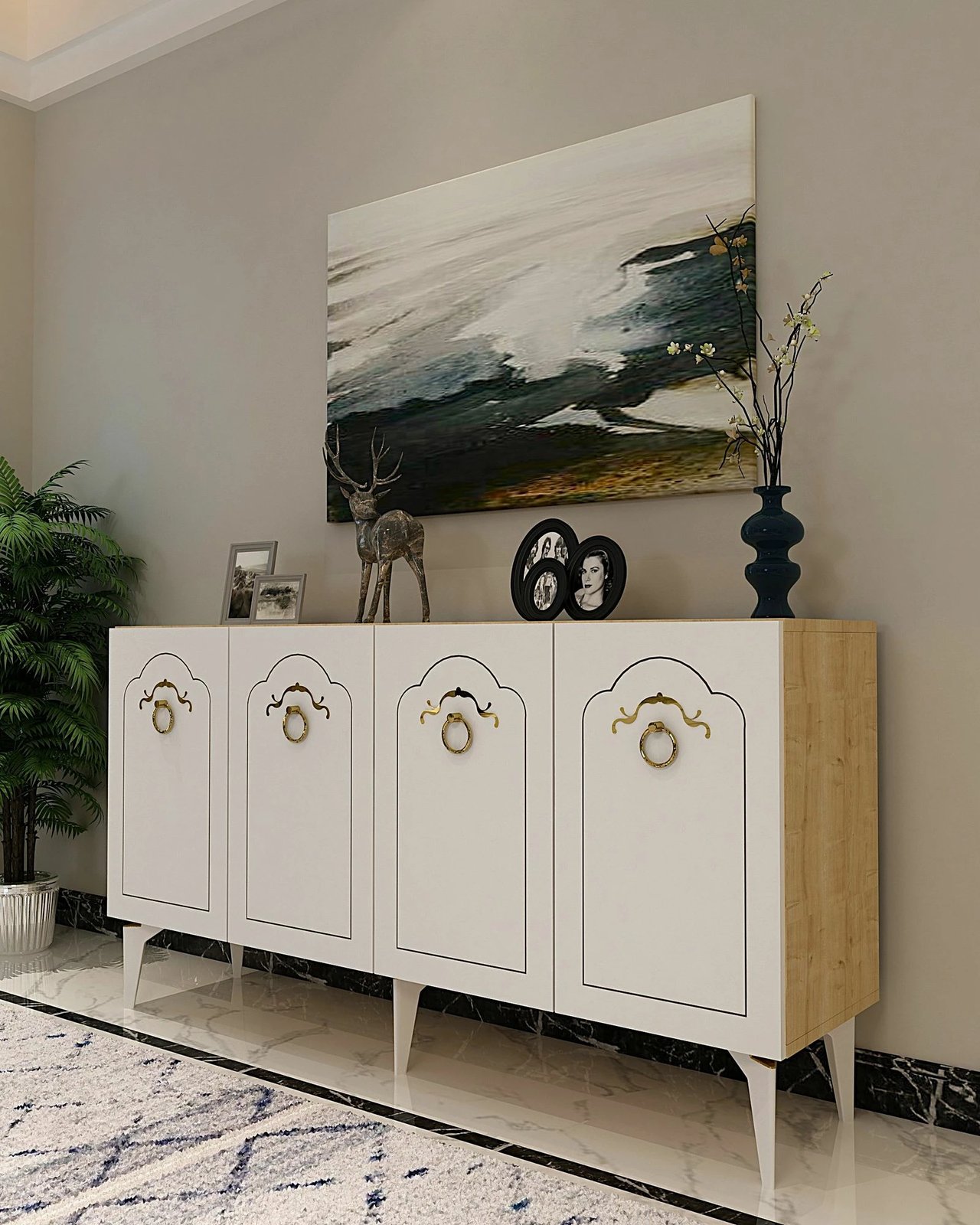 Konsol Skye Decor, violet - lis safir, e bardhë