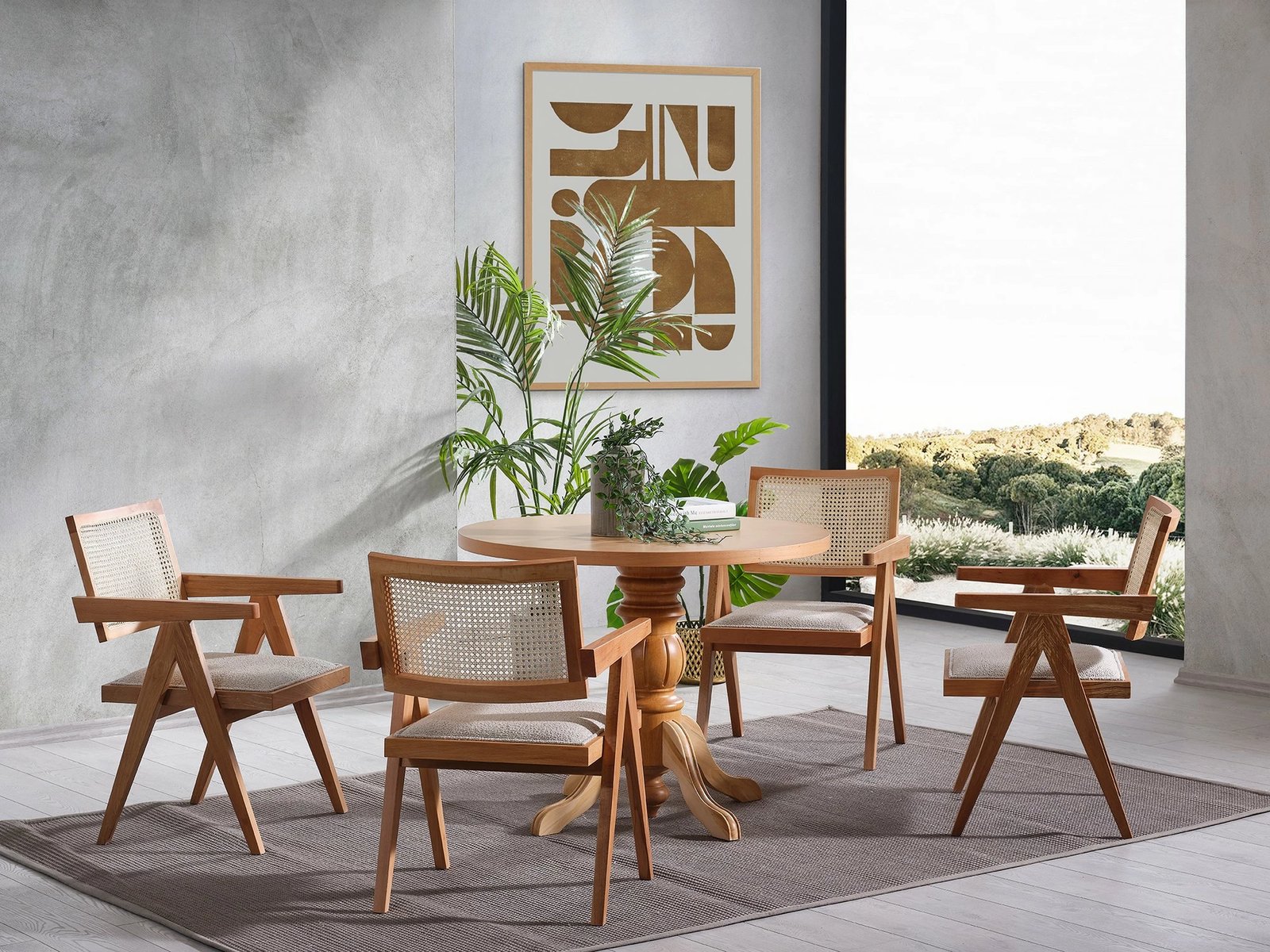 Tavolinë me karrige (4 copë), Skye Decor, Roma, ngjyrë natyrale