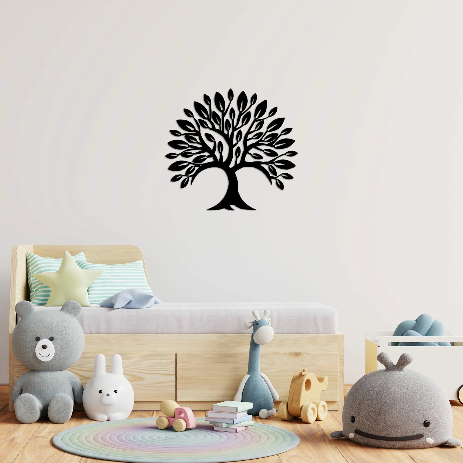 Aksesor dekorativ metalik për mur, Monumental Tree 5, ngjyrë e zezë, 70x57cm