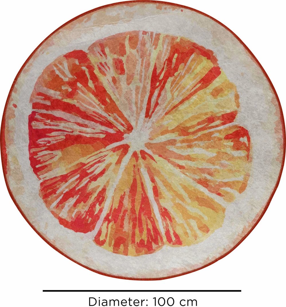 Tapet banje rrumbullak, dizajn grejpfruti, 100 cm
