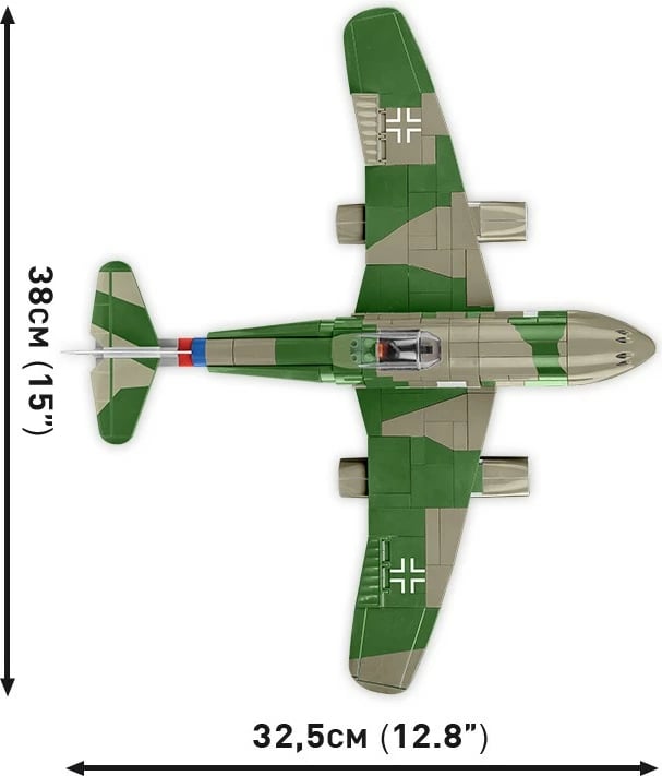 Set ndërtimi Cobi Klocki Messerschmitt Me262 A-1a, 390 pjesë, me figurë piloti, Jeshile/Gri Set ndërtimi Cobi Klocki Messerschmitt Me262 A-1a, 390 pjesë, me figurë piloti, Jeshile/Gri