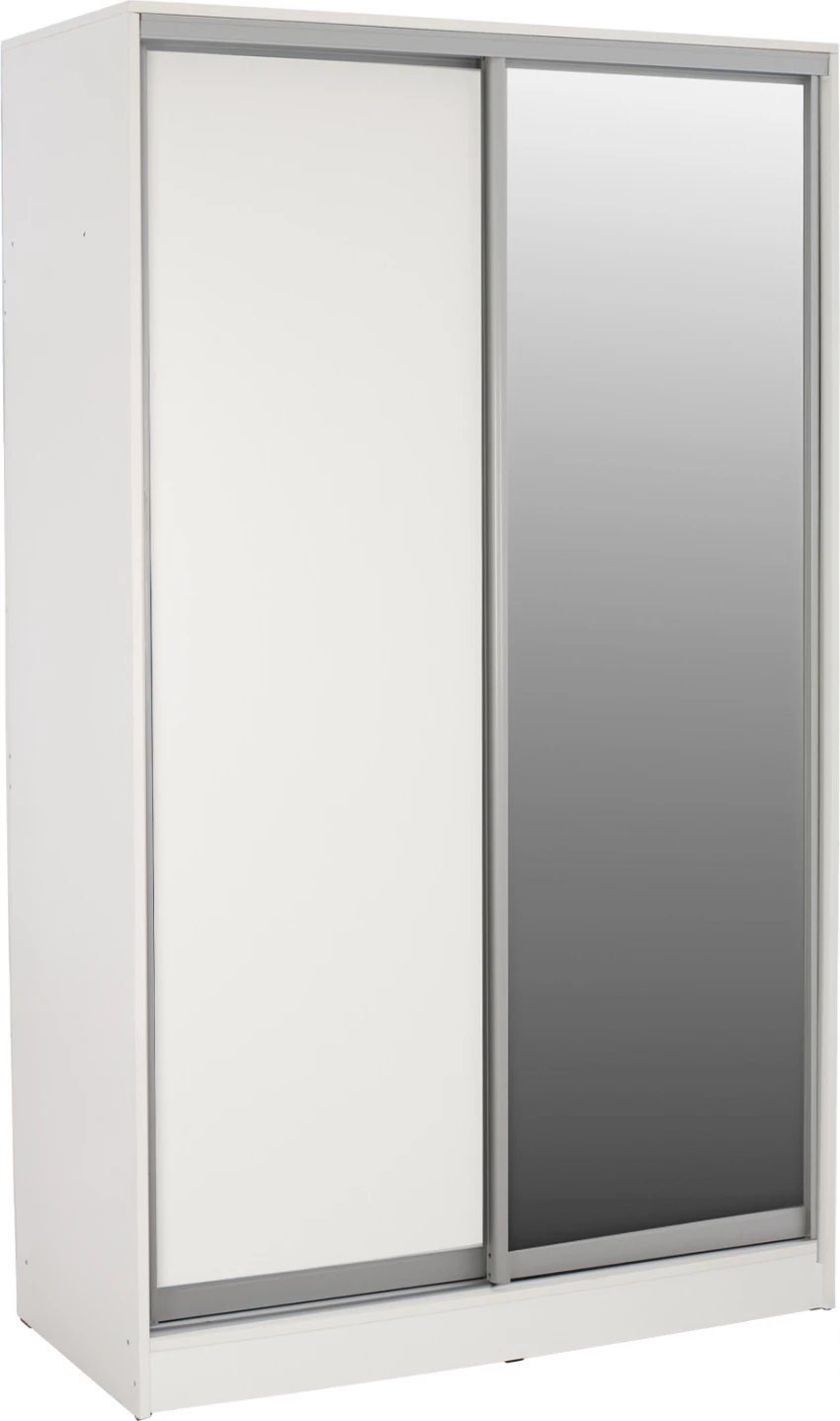 Dollap me dy dyer rrëshqitëse, ngjyrë e bardhë, me pasqyrë, FH2460.03, 120x60x220 cm