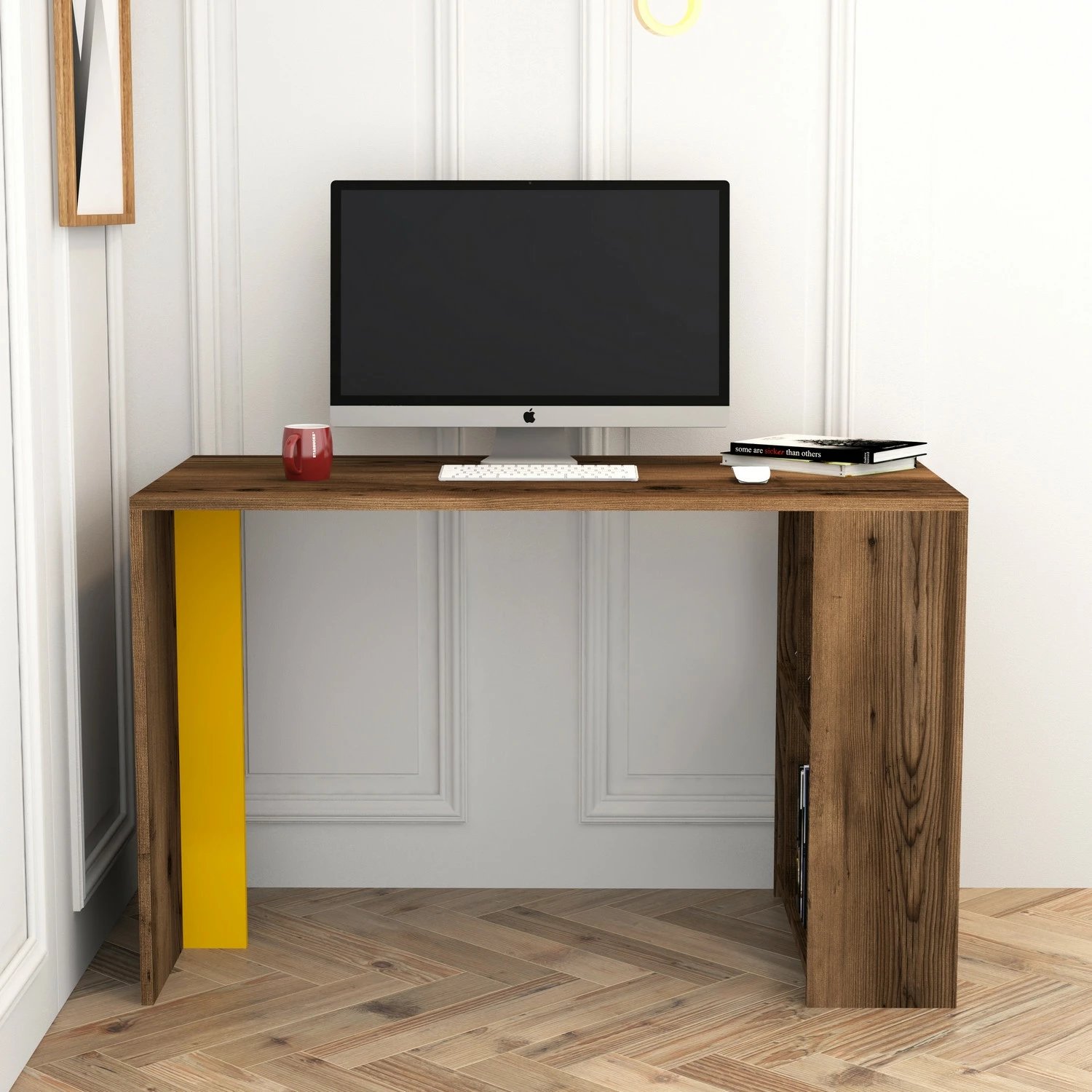 Tavolinë pune Hanah Home, Lima, ngjyrë arrë dhe e verdhë