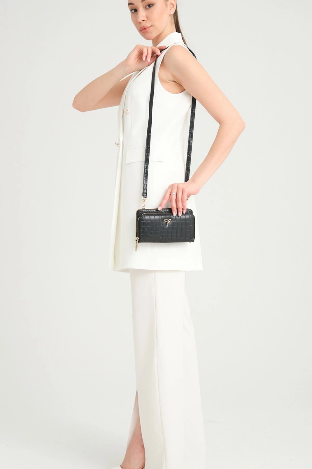 Portofol për gra Zoozie Bags, lëkurë PU, ngjyrë e zezë, model lizard