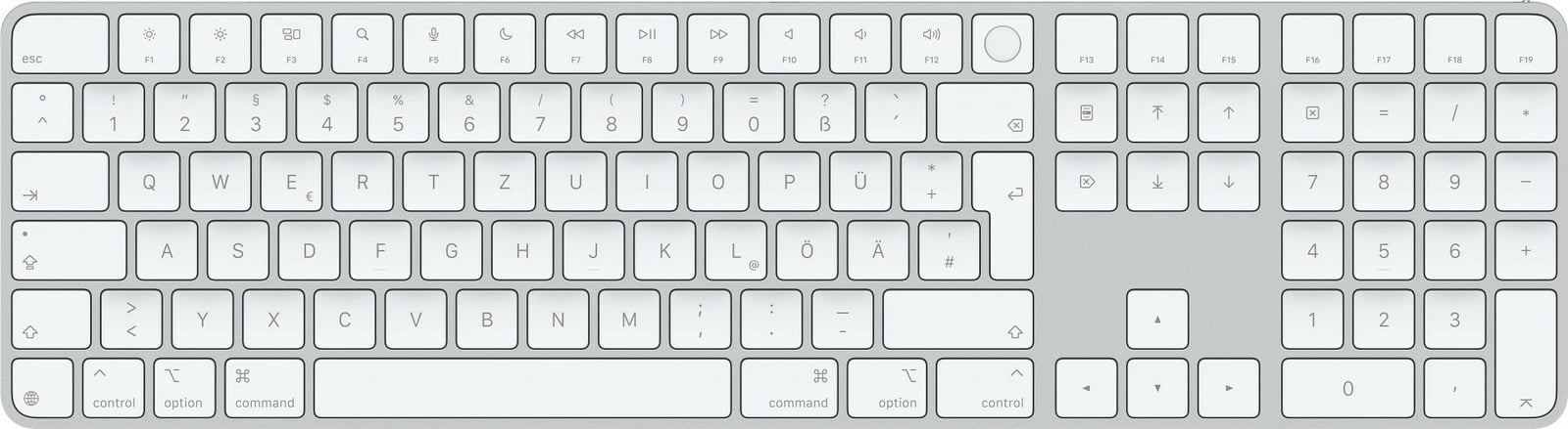 Tastierë Apple Magic me Touch ID dhe Tastierë Numerike, për Mac me Apple silicon, Gjermanisht, Ngjyrë Bardhë