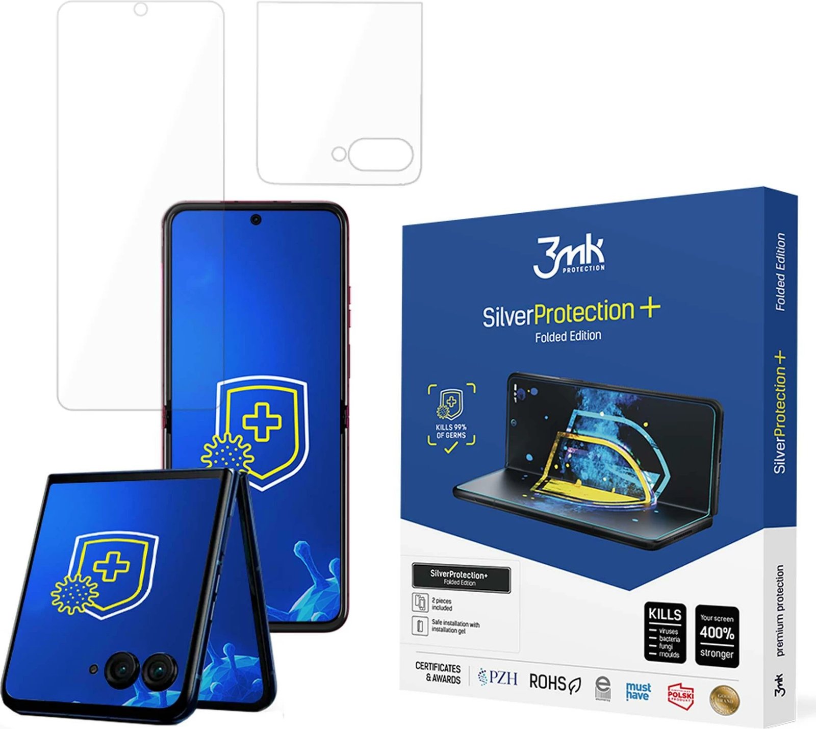 Film mbrojtës antibakterial për ekran, 3mk Protection SilverProtection+ Folded Edition për Motorola Razr 50, Transparent