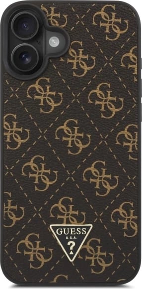 Mbështjellës Guess 4G Triangle për iPhone 16, 6.1", Zi
