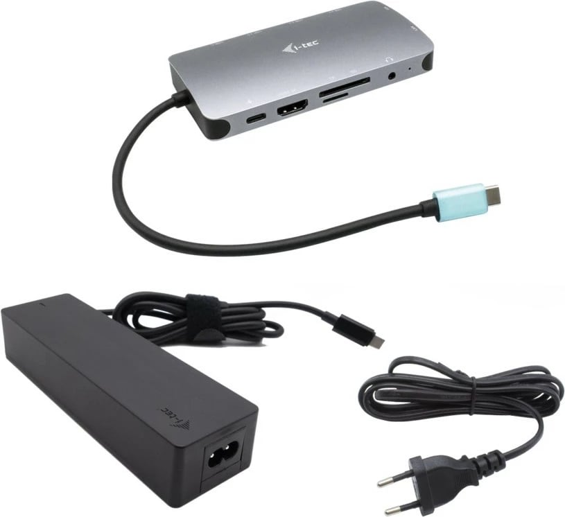 Stacion dokimi i-tec C31NANOVGA100 me USB-C, HDMI/VGA, LAN, 100W, Argjend