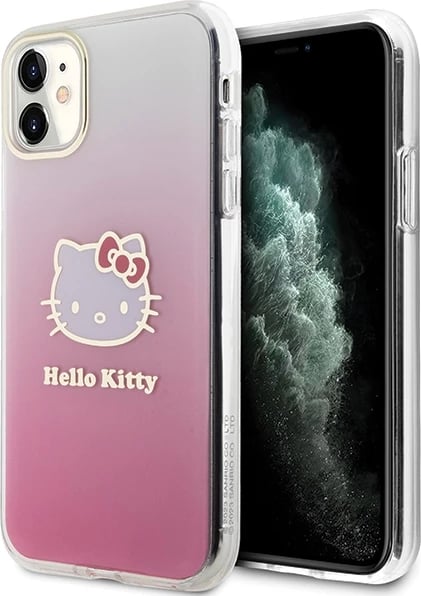 Mbështjellës Hello Kitty IML Gradient Electrop Kitty Head për iPhone 11/XR, Rozë