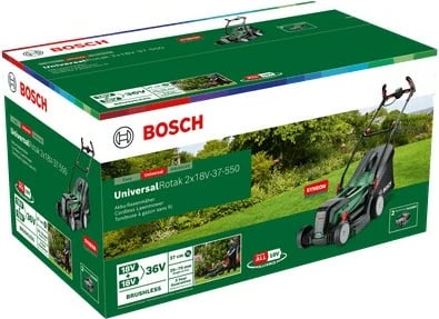 Kositës bari Bosch 37-550, pa kabllo, 18V 4Ah, 37cm, i zi/gjelbër
