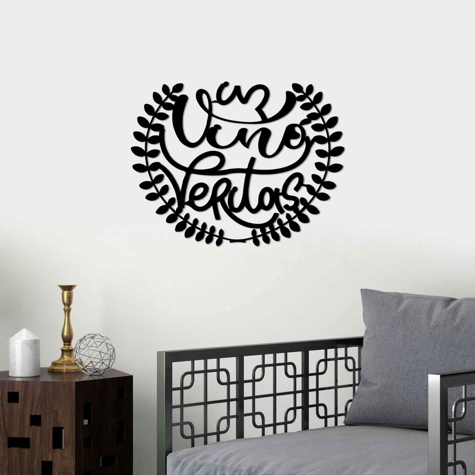 Aksesor dekorativ metalik për mur, Wallity, Veritas 4, ngjyrë e zezë, 56x44cm