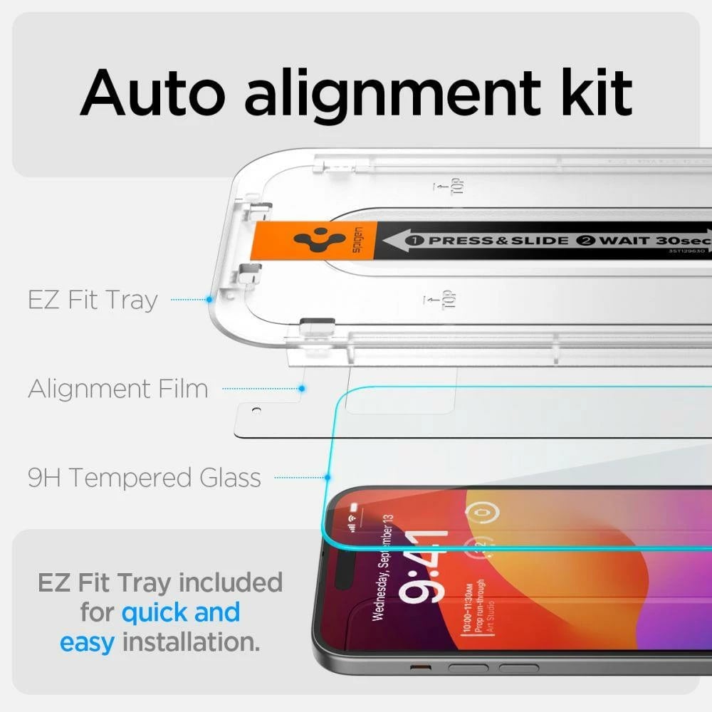 Xham mbrojtës Spigen Glas.tR EZ Fit për iPhone 15 Plus / 16 Plus, 2 copë, transparent