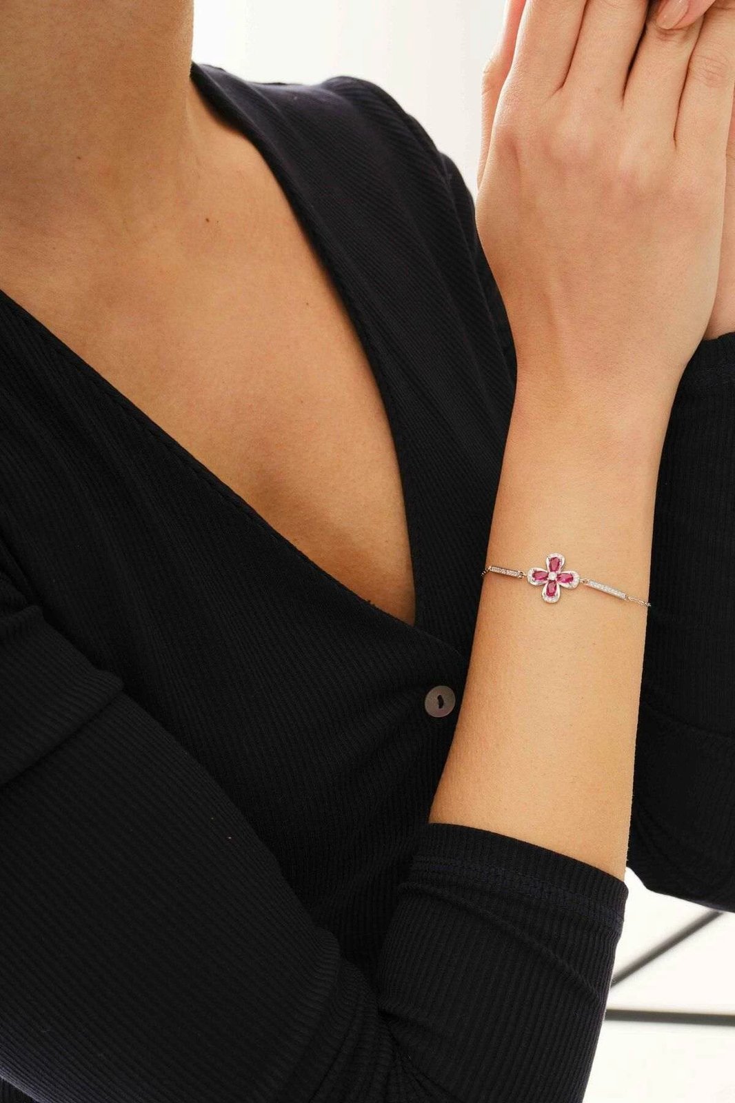 Byzylyk argjendi Jumeon, gurë fuchsia, SGTL12642