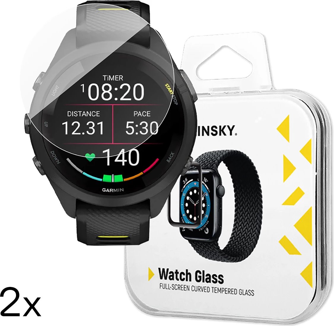 Xham i temperuar për orë Garmin Forerunner 265s 42mm, Wozinsky Full Glue, 2 copë