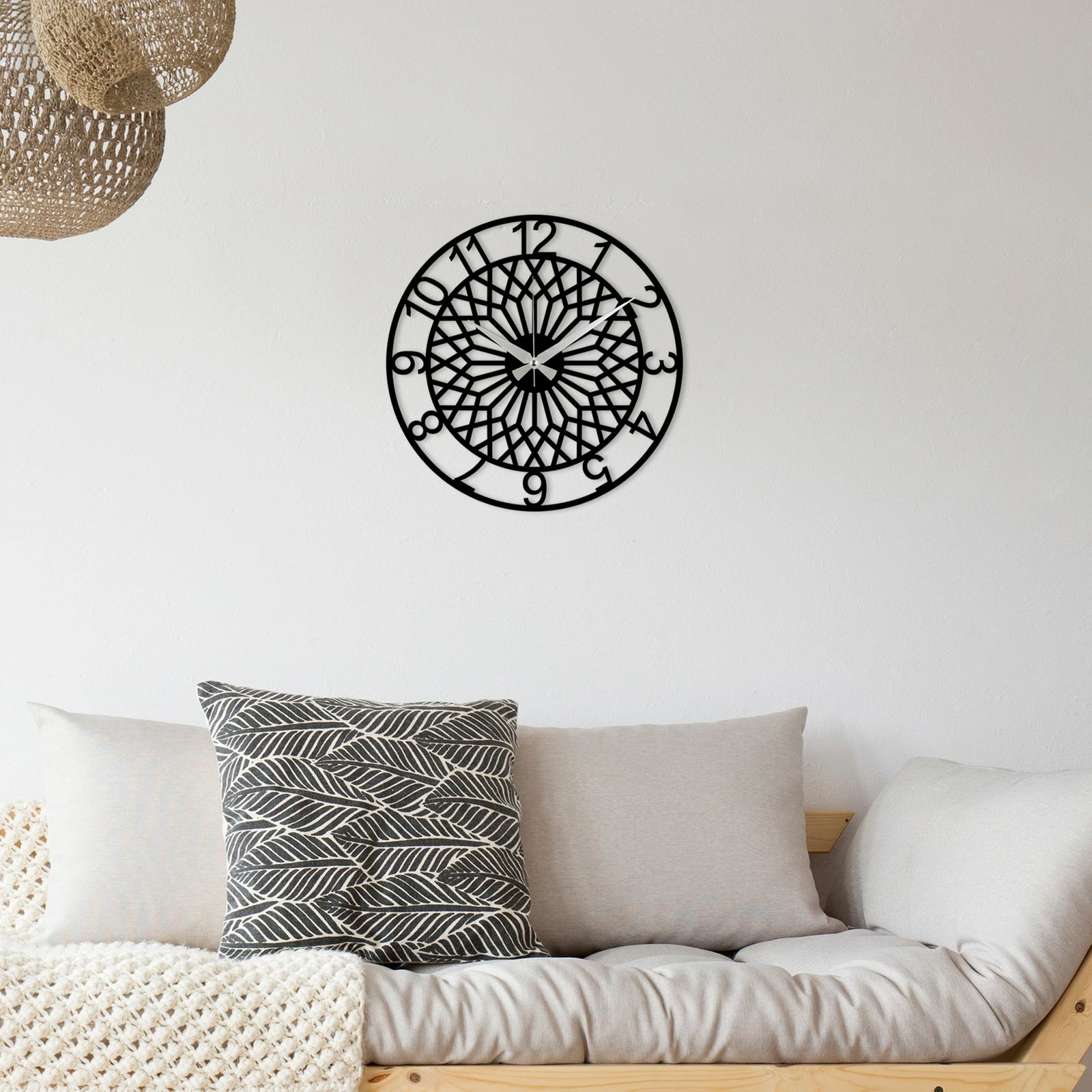 Orë muri dekorative prej metali, Wallity Enzoclock - S009, e zezë, 48x48cm