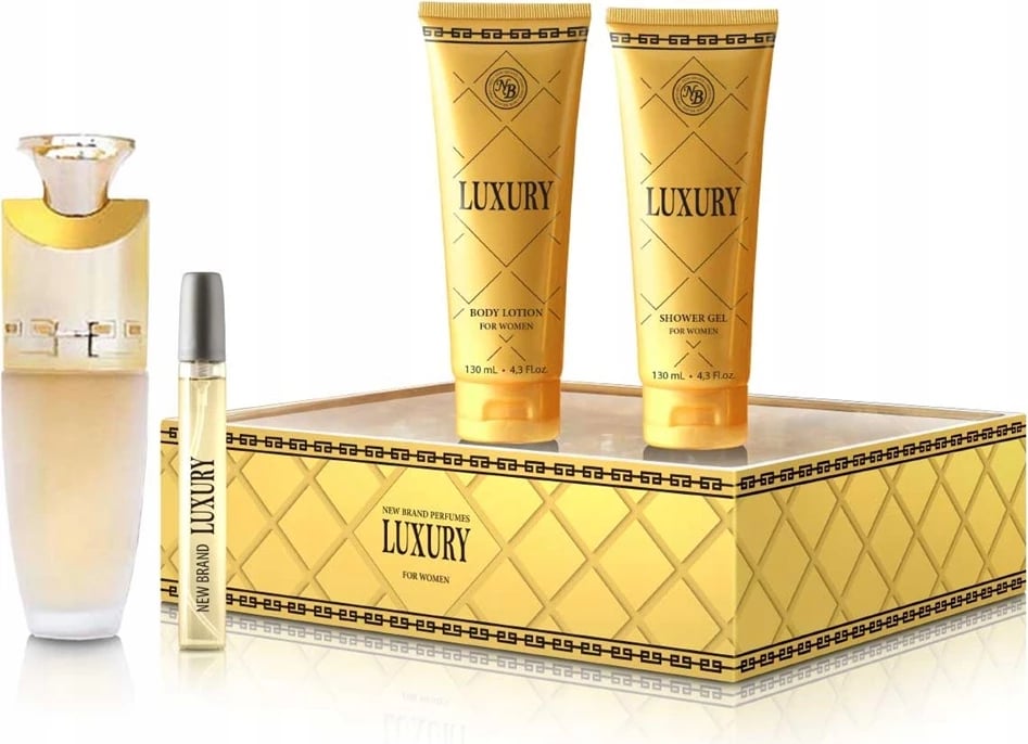 Set Eau de Parfum për femra New Brand Luxury For Women, 100ml+15ml+130ml+130ml