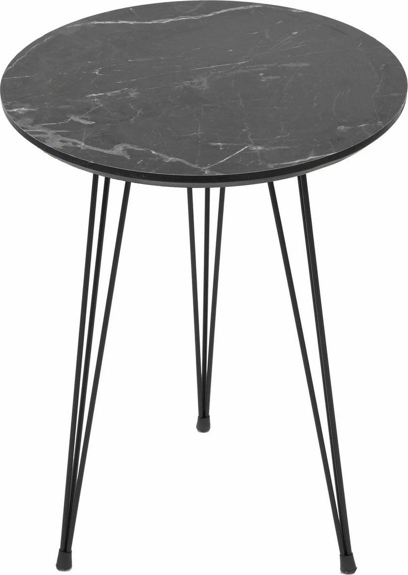 Set tavolinash ndihmëse, model mermeri i zi, 3 copë, Hanah Home