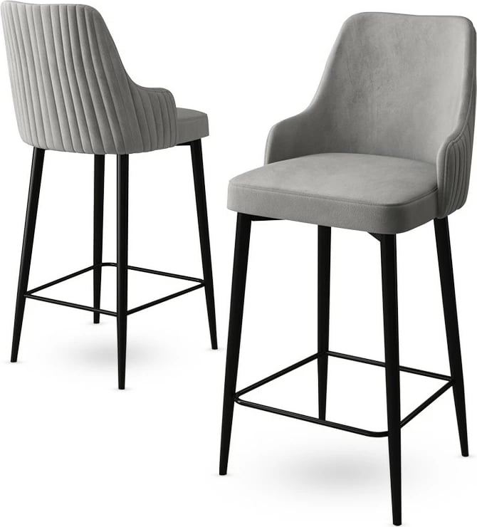 Set karrigesh për bar (2 copë), Hanah Home, Enox, gri e zezë