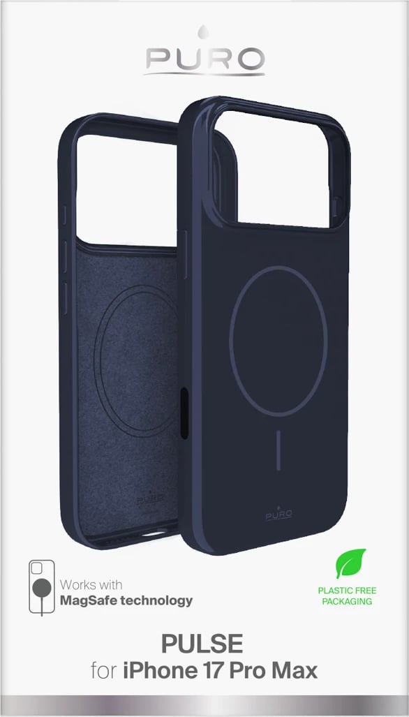 Mbështjellës Puro Pulse për iPhone 17 Pro Max, polikarbonat, MagSafe, kaltër e errët