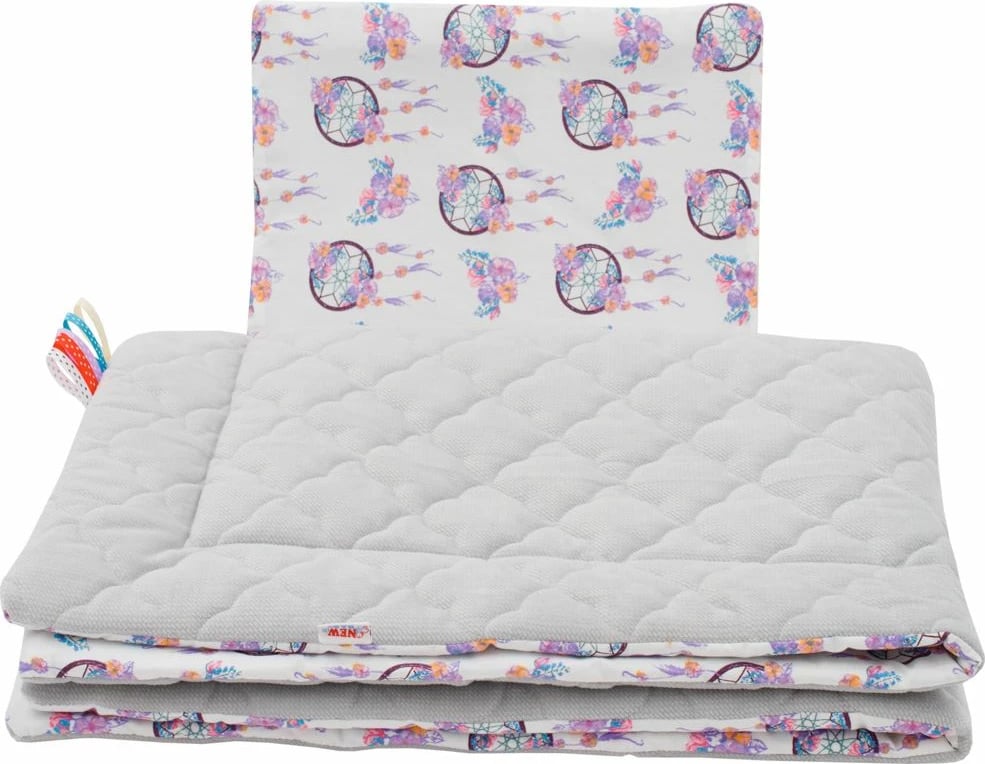 Set i kthyeshëm për karrocë New Baby Dreamcatcher Velvet 75x100 cm batanije + jastëk, gri