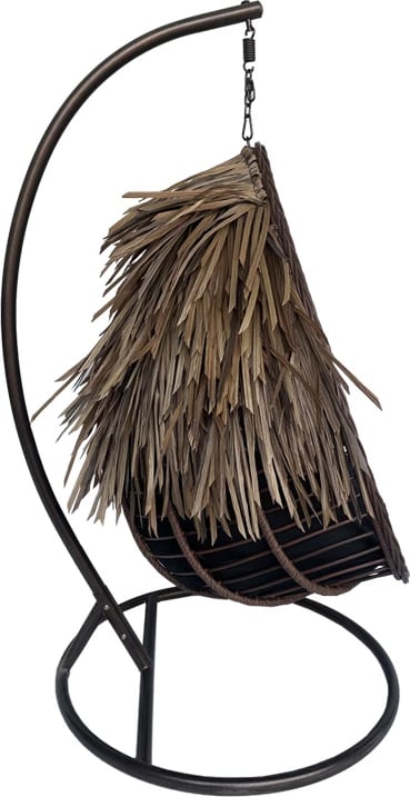 Varur folja swing nest me bazë metali ngjyrë kafe - pe rattan ngjyrë kafe - e zezë 120x105x195cm