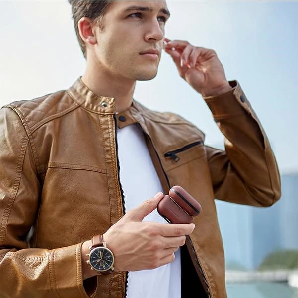 Mbështjellës UNIQ Terra për AirPods Pro, lëkurë natyrale, Kuq