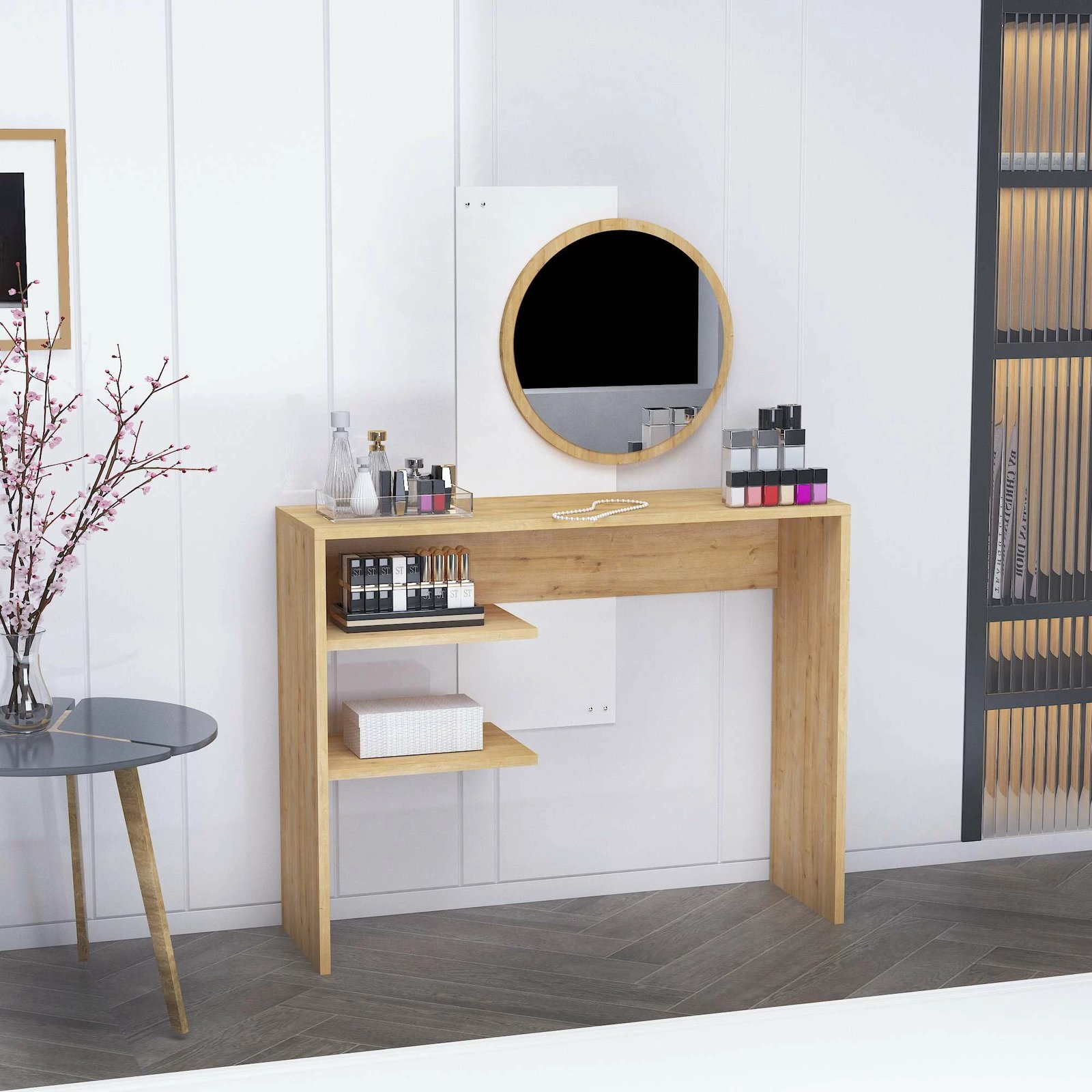 Tavolinë grimi Hanah Home, Dali, ngjyrë safir dhe e bardhë