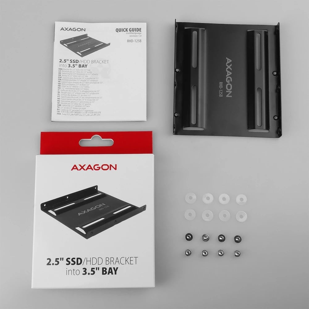 Kornizë metalike AXAGON RHD-125B për montim të HDD/SSD 2.5" në pozicion 3.5", e zezë