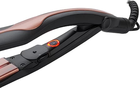 drejtues flokësh infrared, Adler AD 2318, pllaka qeramike 11x3 cm, rregullim temperature 150-230°C, 35W (max 120W), e zezë/rozë e artë