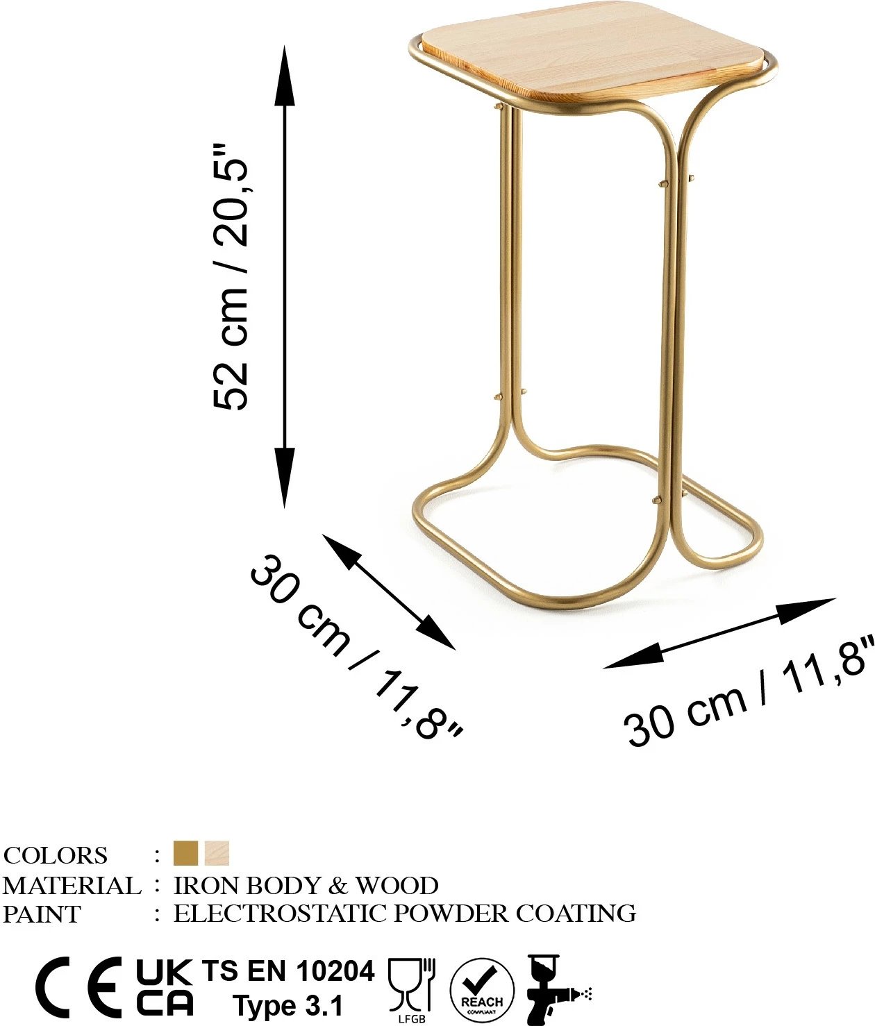 Tavolinë kafeje Hanah Home, Shb-001-C, ngjyrë ari dhe natyrale