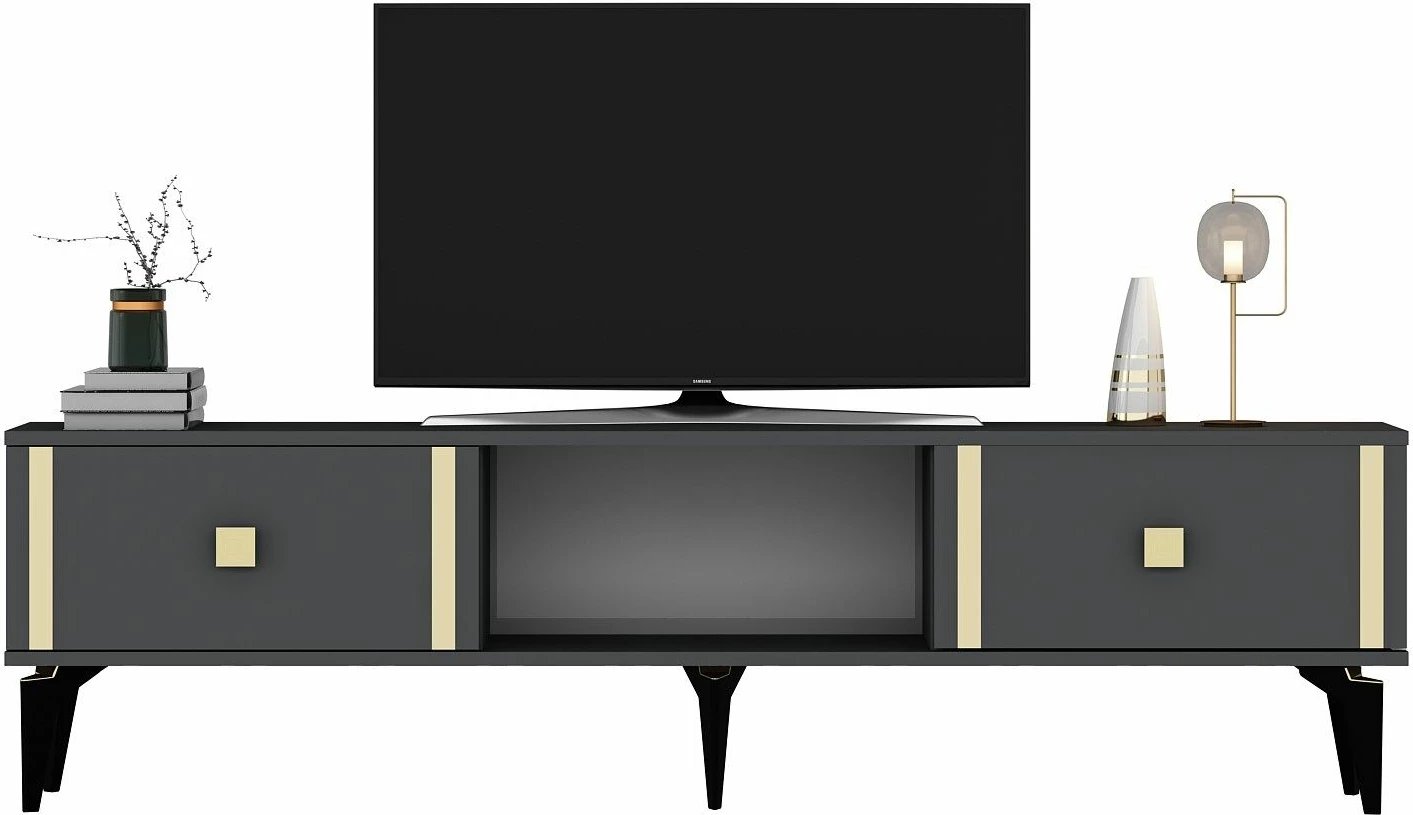 Komodë televizori, ngjyrë antracit dhe ari, Skye Decor, Doruk