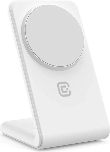 Karikues wireless 2-në-1 CRONG MagSpot Stand me MagSafe, për iPhone dhe AirPods, 15W, Bardhë