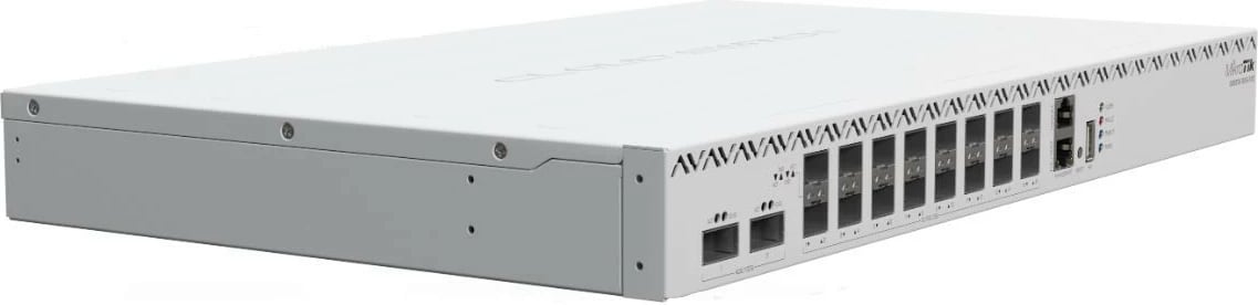 Switch MikroTik CRS518-16XS-2XQ-RM, 16x SFP28 25Gb, 2x QSFP28 100Gb, L3 hardware offload, USB 3.0 dhe portë seriale, furnizim i dyfishtë AC 100-240V, bardhë